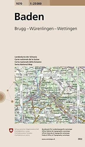 Bundesamt für Landestopografie swisstopo 1070 Baden: Brugg - Würenlingen - Wettingen (Landeskarte 1:25 000, Band 1070)