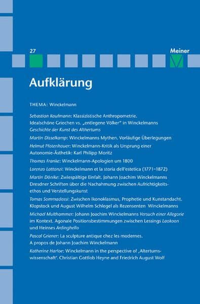 Vollhardt, Friedrich Aufklärung, Band 27: Winckelmann