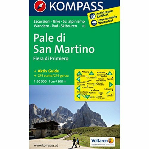 KOMPASS-Karten GmbH Pale di San Martino - Fiera di Primiero: Wanderkarte mit Kurzführer, Radrouten und alpinen Skirouten. GPS-genau. Dt. /Ital. 1:50000 (KOMPASS Wanderkarte, Band 76)