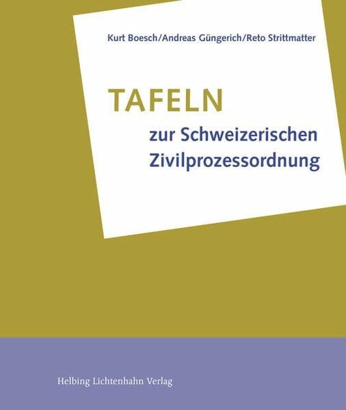Strittmatter, Reto Tafeln zur Schweizerischen Zivilprozessordnung