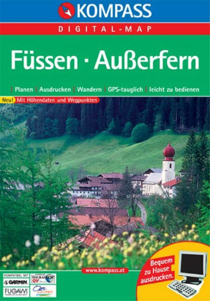MAP KOMPASS, DIGITAL Füssen - Ausserfern: Digital Map mit Kurzführer