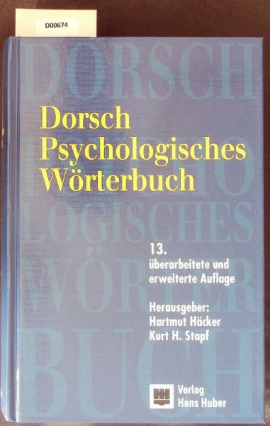 Stapf, Kurt H. Dorsch Psychologisches Wörterbuch