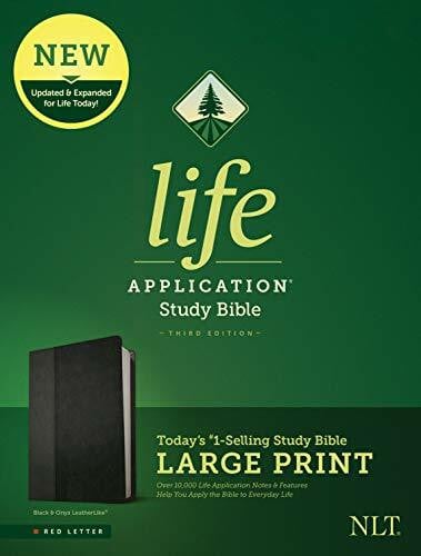 Tyndale NLT Life Application Study Bible, Third Edition, Large Print (Leatherlike, Black/Onyx): New Living Translation, Black & Onyx, Leatherlike