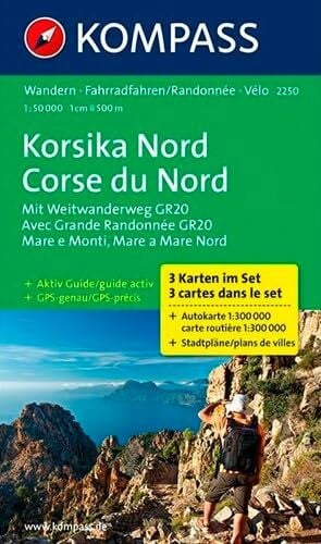 KOMPASS-Karten GmbH Korsika Nord - Corse du Nord - Weitwanderweg GR20: Wanderkarten-Set mit Aktiv Guide. GPS-genau. 1:50000 (KOMPASS Wanderkarte, Band 2250)