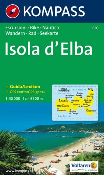 Kompass, 650 Kompass Karten, Isola d' Elba: Wanderkarte mit Kurzführer, Radtouren und Schifffahrtslinien. GPS-genau. Dt. /Ital. 1:30000 (KOMPASS Wanderkarte, Band 650)