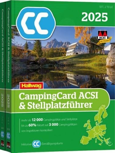 Hallwag Kümmerly+Frey ACSI CampingCard & Stellplatzführer 2025: Bestehend aus 2 Bänden inkl. ACSI CampingCard Ermässigungskarte (Hallwag ACSI Campingführer)
