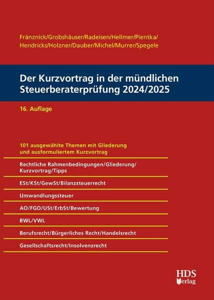 Martin Spegele Der Kurzvortrag in der mündlichen Steuerberaterprüfung 2024/2025