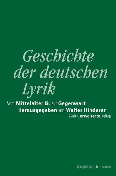 Hinderer, Walter Geschichte der deutschen Lyrik vom Mittelalter bis zur Gegenwart