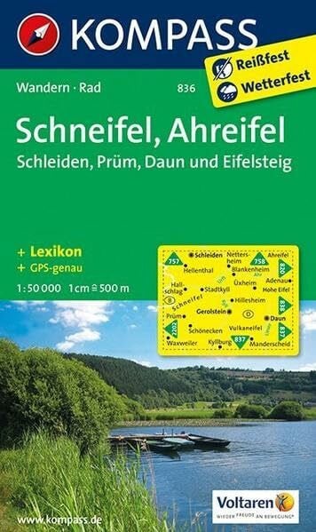 KOMPASS-Karten GmbH Schneifel - Ahreifel - Schleiden - Prüm - Daun - Eifelsteig: Wanderkarte mit KOMPASS-Lexikon und Radwegen. GPS-genau. 1:50000 (KOMPASS Wanderkarte, Band 836)