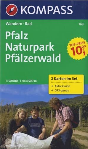 KOMPASS-Karten GmbH Pfalz - Naturpark Pfälzerwald: Wanderkarten-Set mit Radrotuen und Aktiv Guide in der Schutzhülle. GPS-genau. 1:50000 (KOMPASS Wanderkarte, Band 826)