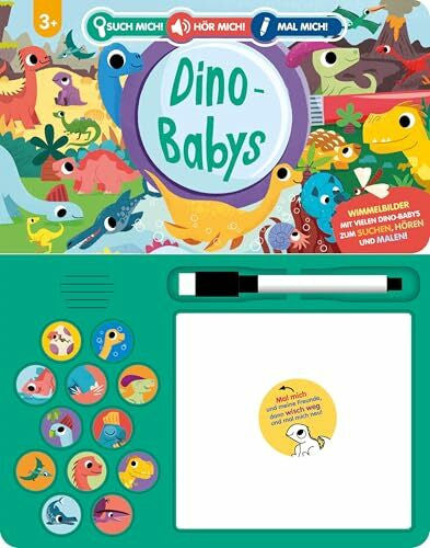 Schwager & Steinlein Verlag Such mich! Hör mich! Mal mich! Dino-Babys: Soundbuch mit 12 Sounds, Wimmelbildern, Zeichentafel und Stift I Ab 3 Jahren I 3-in-1: Suchen, Hören und Malen