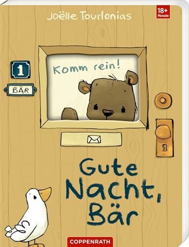 Tourlonias, Joëlle Ding, dong! Komm rein!: Gute Nacht, Bär: Pappbilderbuch zum Einschlafen für Kinder ab 18 Monaten mit Klappen zum Mitmachen