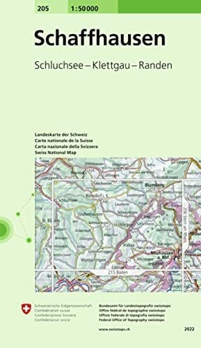Bundesamt für Landestopografie swisstopo 205 Schaffhausen: Schluchsee - Klettgau - Randen (Landeskarte 1:50 000, Band 205)