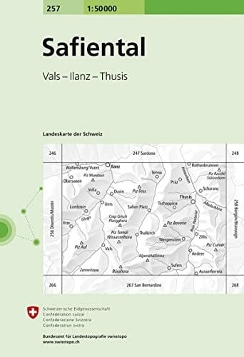 Bundesamt für Landestopografie swisstopo 257 Safiental: Vals-Ilanz-Thusis (Landeskarte 1:50 000, Band 257)