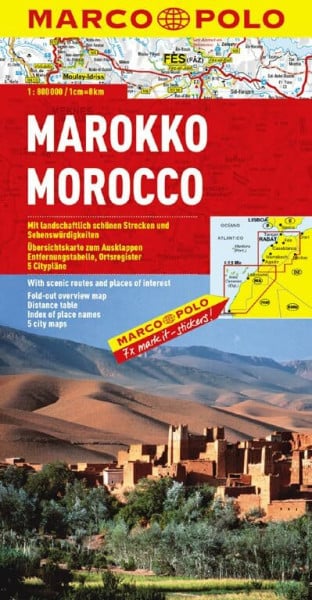 Marco, Polo MARCO POLO Kontinentalkarte Marokko 1:800.000: Mit landschaftlich schönen Strecken und Sehenswürdigkeiten. Übersichtskarte zum Ausklappen, ... (MARCO POLO Kontinental /Länderkarten)