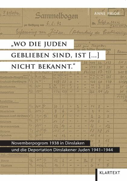 Prior, Anne 'Wo die Juden geblieben sind, ist [...] nicht bekannt.': Novemberpogrom 1938 in Dinslaken und die Deportation Dinslakener Juden 1941–1944