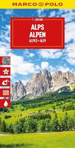 Marco Polo MARCO POLO Reisekarte Alpen 1:650.000: Straßenkarte und Autokarte mit sehenswerten Strecken, Highlights und digitaler Erweiterung (Marco Polo Maps)