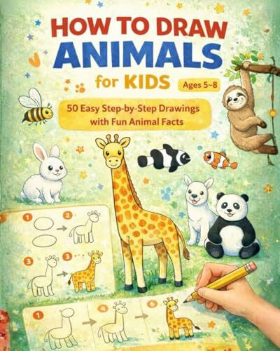 Cooper, Nastja How to Draw Animals for Kids: 50 Easy Step-by-Step Drawings with Fun Animal Facts