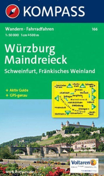 KOMPASS-Karten GmbH KOMPASS Wanderkarte Würzburg - Maindreieck - Schweinfurt - Fränkisches Weinland: Wanderkarte mit Aktiv Guide und Radrouten. GPS-genau.1:50000 (KOMPASS-Wanderkarten, Band 166)