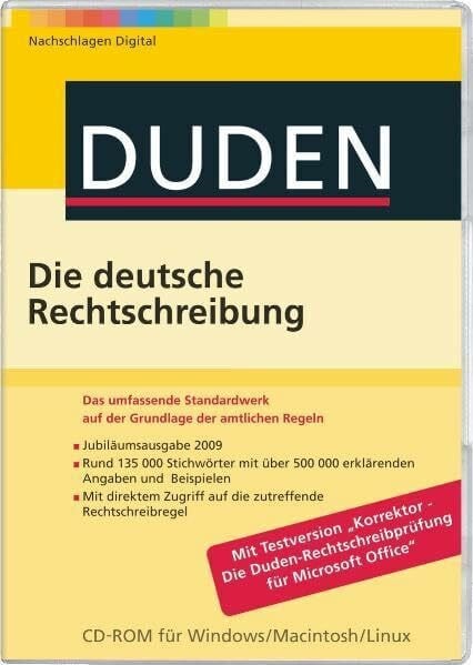 CD-Rom Duden - Die deutsche Rechtschreibung, 25. Auflage: Das umfassende Standardwerk auf der Grundlage der aktuellen amtlichen Regeln (Duden Bibliothek)