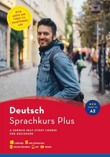 Crossley, Nicola Hueber Sprachkurs Plus Deutsch A1/A2, Englische Ausgabe: A German Self-Study Course for Beginners / Buch mit Begleitbuch, Online-Übungen, MP3-Download und App