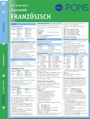 PONS Grammatik auf einen Blick Französisch: kompakte Übersicht, Grammatikregeln nachschlagen (PONS Auf einen Blick)