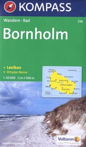 KOMPASS-Karten GmbH Bornholm: Wanderkarte mit Kurzführer, Radrouten und Stadtplan von Ronne. 1:50000 (KOMPASS Wanderkarte, Band 236)