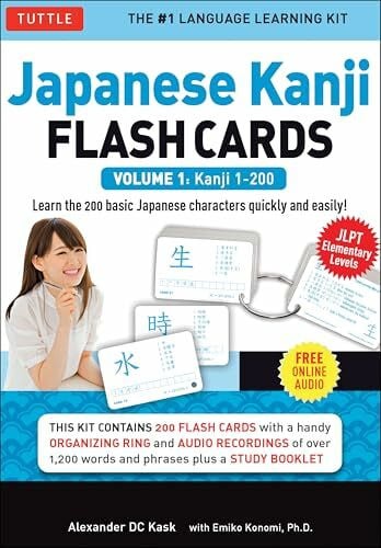 Kask, Alexander Japanese Kanji Flash Cards Kit Volume 1: Kanji 1-200: Jlpt Beginning Level: Learn 200 Japanese Characters Including Native Speaker Audio, Sample Sentences & Compound Words