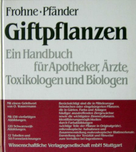 Frohne, Dietrich / Pfänder, Hans Jürgen Giftpflanzen.