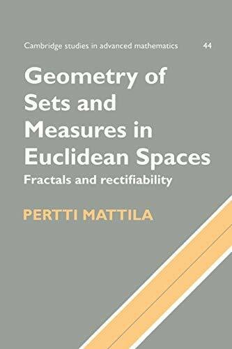 Pertti Mattila Geometry of sets and measures in Euclidean spaces. Fractals and rectifiability. (Cambridge studies in advanced mathematics, vol.44)