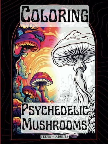 K. H, Editions Psychedelic Magic Mushrooms hardcover coloring book for teens & Adults: Large fantasy book featuring trippy Fungus, 42 single-sided Magical ... Activity Book. High quality, Markers possible