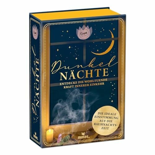 Silke Klemt moses. Omm for you Dunkelnächte – Entdecke die wohltuende Kraft innerer Einkehr, 25 Klappkarten und 128-seitiges Notizbuch, für Erwachsene