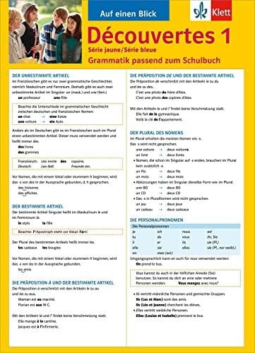 Pajot, Eric Découvertes Série jaune / Série bleue 1 - Auf einen Blick: Grammatik passend zum Schulbuch - Klappkarte (6 Seiten) (Découvertes. Série jaune (ab Klasse 6). Ausgabe ab 2012)