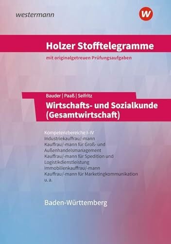 Patzig, Ulrich Holzer Stofftelegramme Baden-Württemberg – Wirtschafts- und Sozialkunde (Gesamtwirtschaft): Kompetenzbereiche I-IV - Industriekauffrau/-mann, Groß- und Außenhandelskauffrau/-mann Aufgabenband