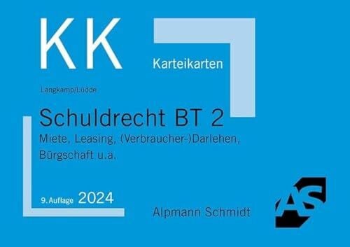 Lüdde, Jan Stefan Karteikarten Schuldrecht BT 2: Miete und Leasing, (Verbraucher-)Darlehen und Bürgschaft u.a. (Karteikarten Zivilrecht)