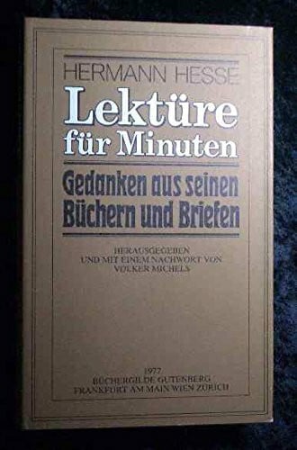 Hermann Hesse, Volker Michels (Hrg.) Lektüre für Minuten.