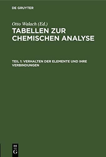 Wallach, Otto Verhalten der Elemente und ihre Verbindungen (Tabellen zur chemischen Analyse)
