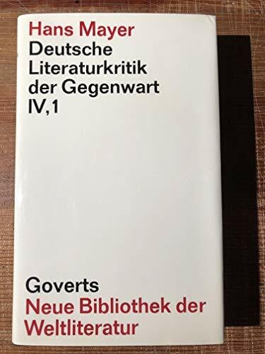 Hans Mayer Deutsche Literaturkritik der Gegenwart: 1933-1968