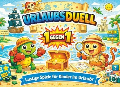 Emmerstorfer, Daniel Urlaubsduell für Kinder – 1 gegen 1 Spiele für unterwegs: Das Mitmachbuch für Kinder im Urlaub – Lustige Rätsel, Spiele & Challenges für Reise, Ferien & Urlaub