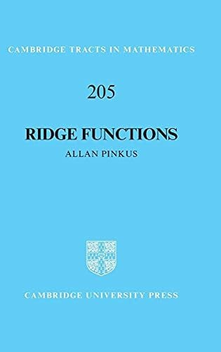 Allan Pinkus Ridge Functions (Cambridge Tracts in Mathematics, 205, Band 205)