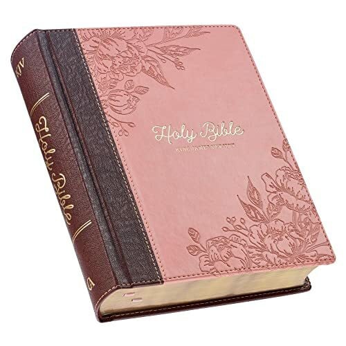 Christian Art Gifts KJV Holy Bible, Note-Taking Bible, Faux Leather Hardcover - King James Version, Brown/Pink
