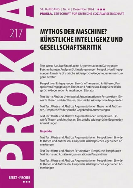 PROKLA Mythos der Maschine? Künstliche Intelligenz und Gesellschaftskritik: PROKLA 217 / 54. Jg., Heft 4, Dezember 2024 (PROKLA. Zeitschrift für kritische Sozialwissenschaft)