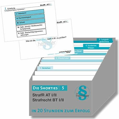 Hemmer, Karl-Edmund Shorties Box 5 - Strafrecht AT I/II, BT I/II: Karten (Karteikarten - Strafrecht)