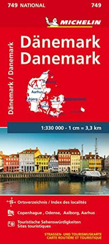 MICHELIN Michelin Dänemark: Straßen- und Tourismuskarte 1:330.000 (MICHELIN Nationalkarten)