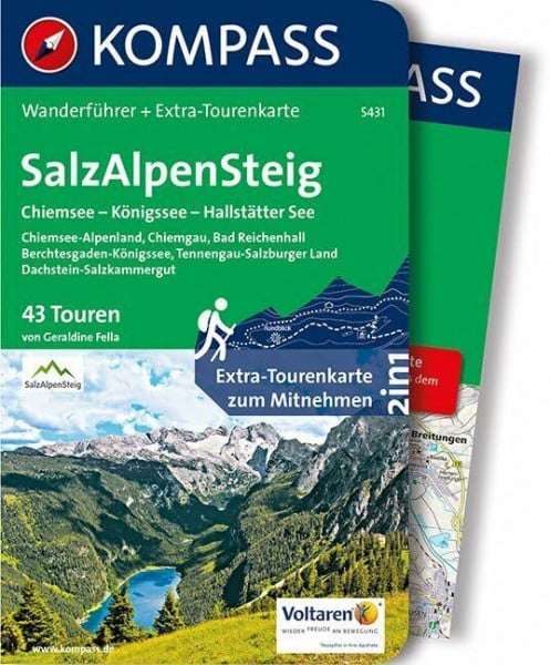 Fella, Geraldine KOMPASS Wanderführer SalzAlpenSteig, Chiemsee, Königssee, Hallstätter See: Wanderführer mit Extra-Tourenkarte 1:55.000, 43 Touren, GPX-Daten zum Download
