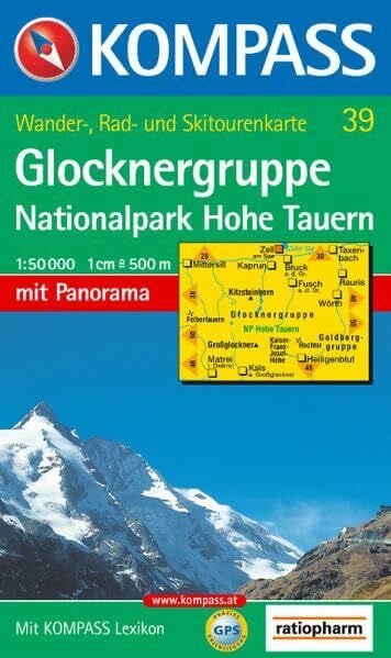 KOMPASS, 39 Glocknergruppe, Nationalpark Hohe Tauern: Wander-, Rad- und Skitourenkarte. Mit Panorama. GPS-genau. 1:50.000