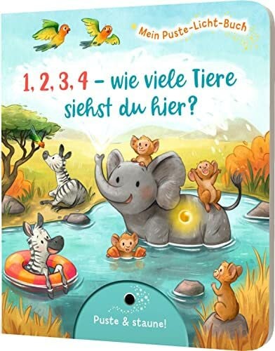 Sieverding, Carola Mein Puste-Licht-Buch: 1,2,3,4 - wie viele Tiere siehst du hier?: Suchbuch ab 18 Monaten mit Puste-Licht und LED-Lämpchen