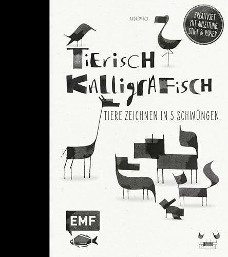 Fox, Andrew Tierisch kalligrafisch: Tiere zeichnen in 5 Schwüngen - Kreativset mit Anleitungen, Stift und Papier