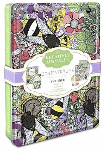 Dee, Lizzy Kreatives ausmalen - Gartenträume: Box mit Malblock, Malbuch, Malposter & 8 Buntstiften: Enthält 1 Ausmalbuch, 1 Ausmalblock, 2 doppelseitige Poster zum Ausmalen, 8 Buntstifte