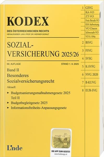 Böhm, Daniela KODEX Sozialversicherung 2025/26, Band II (Kodex des Österreichischen Rechts)
